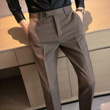 Threebooy  Men Suit Pants High Quality Men Solid Color Slim Fit Dress Pants Slim Fit Office Business Men Trousers Plus Size 28-36