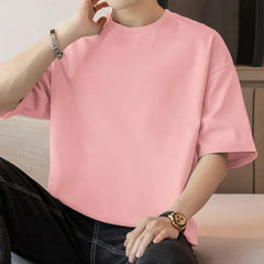 Threebooy  American Heavy Short-sleeved T-shirt Men's Round Neck Summer Solid Color Trendy Loose Half-sleeved Base Shirt