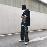 Threebooy Trousers Hip Hop Straight Men's Jeans Tie Dye Graphic Man Cowboy Pants Y2k Streetwear Baggy 2024 Korean Autumn Harajuku Summer