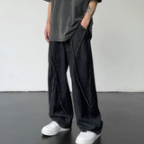 Threebooy New Summer Jeans Men Patchwork Denim Trousers Male Oversize Loose Casual Wide-leg Pants Streetwear Harajuku Clothing
