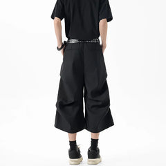 Threebooy  New Wide Leg Casual Pants mens Loose Fit Elastic Waist Outdoor Sport Capri Wrinkle Design Comfy Trousers for Women Men