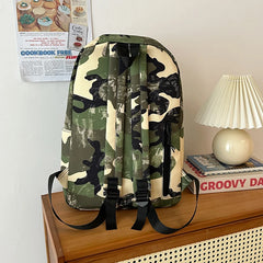 Threebooy  Camouflage Backpacks Large Capacity Waterproof Nylon School Bags Unisex Graffiti Leisure Or Travel Bags Green Satchels