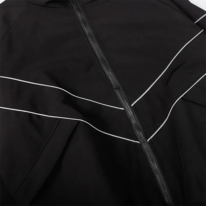 Threebooy 3M Reflect Varsity Jacket Men High Street Patchwork Color Black Windbreaker Coats Women Spring Autumn Fashion College Jackets