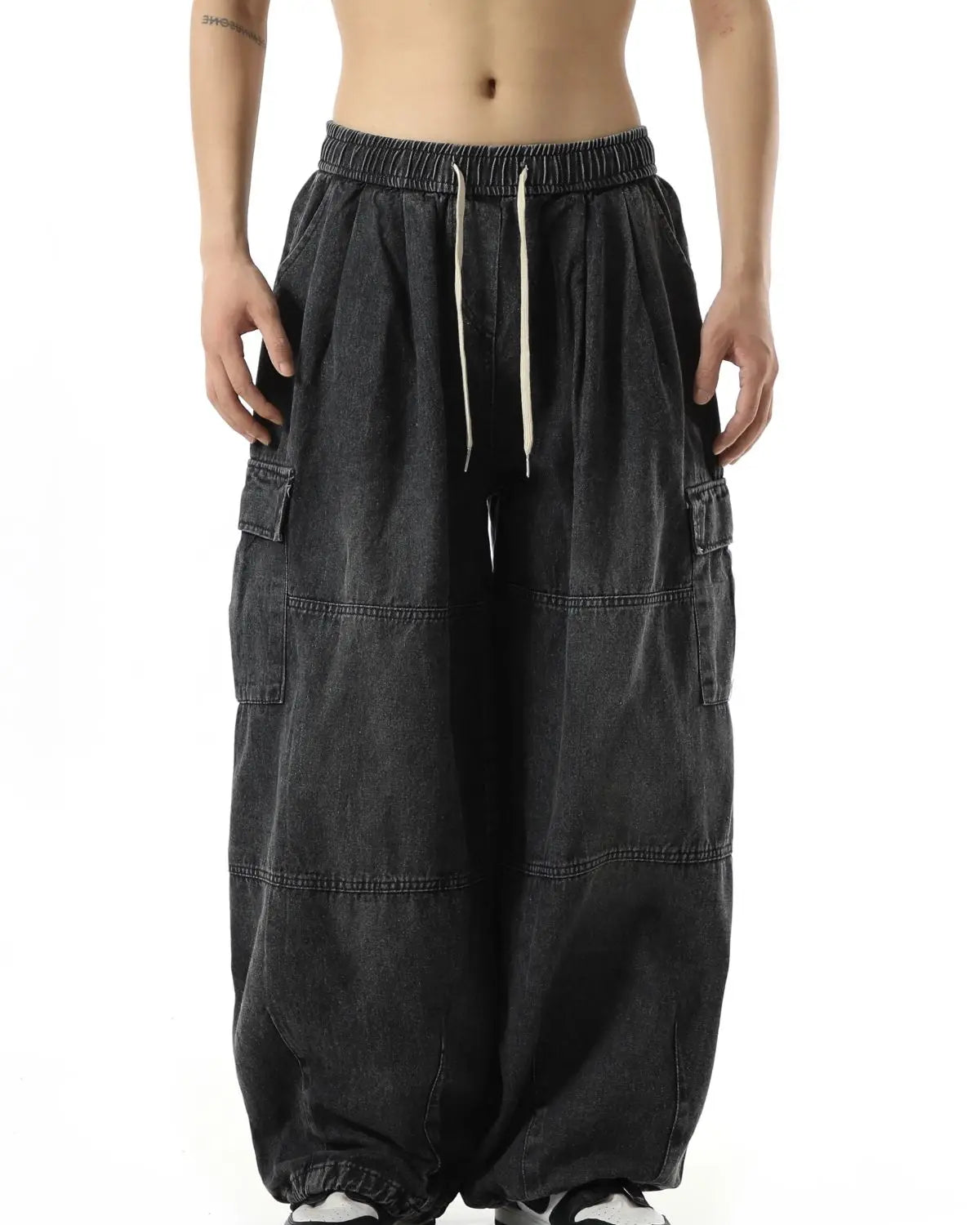 Threebooy Y2k Black Baggy Cargo Jeans Trousers Men Streetwear Casual Hippie Jogging Wide leg Oversize Old Money Vintage Denim Pants