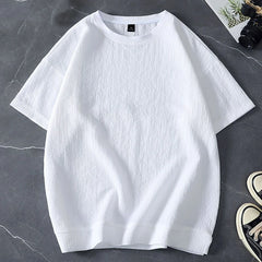 Threebooy  Plus Size Ice Silk Thin Solid Harajuku Tops Men's Summer Short Sleeve Loose Simplicity Casual T Shirts Fashion Trend Men Clothes