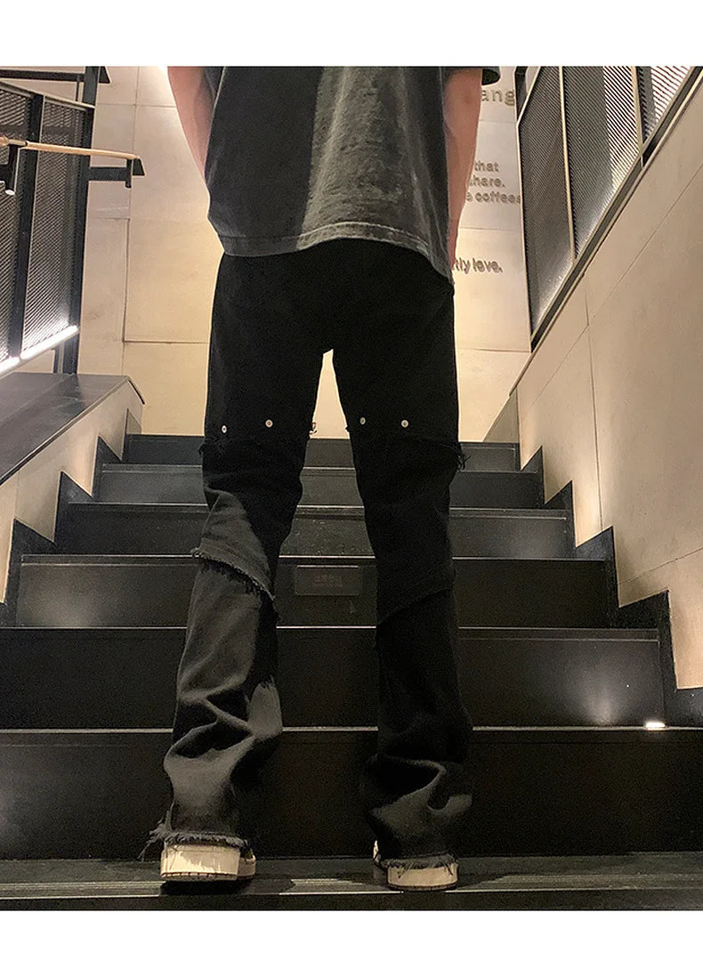 Threebooy New Spring Jeans Loose-fit Straight-leg Sporty Workwear Pants Hong Style Washing Jeans For Men