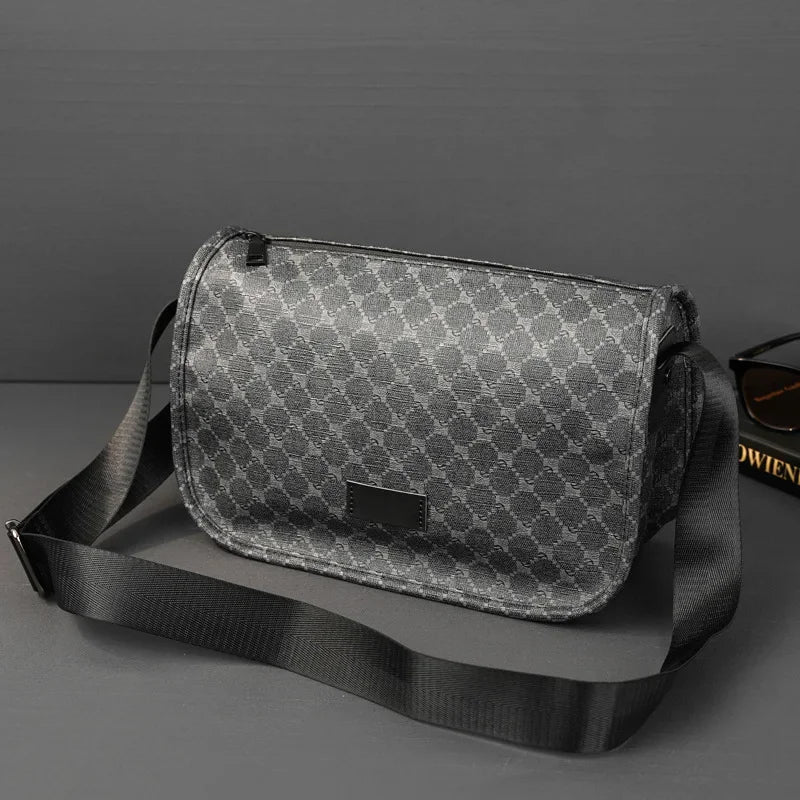 Threebooy  Vintage Fashion Crossbody Bags Men Large Capacity Men Crossbody Shoulder Bag PU Leather Messenger Bag Casual Outdoor Satchels