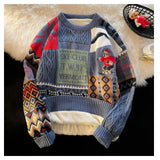 Threebooy Christmas Sweater Men's Winter Plush Thickened Warm Knit Shirt American Loose Fashion Couple costume Sweater