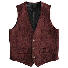 Threebooy  Men Vest Brown Herringbone Single Button Waistcoat Vintage Regular Slim For Wedding Banquet Work Business Casual Men Suit Vest