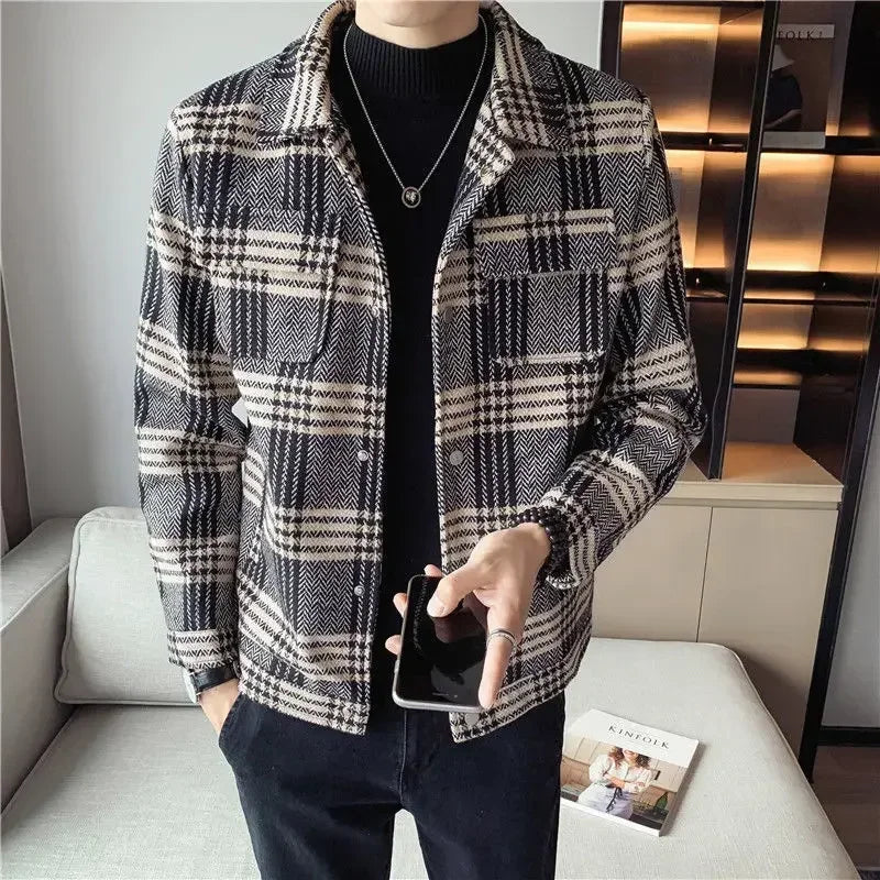 Threebooy Male Coats Slim Fit New In Men's Wool & Blends Jackets Clothing Fashion Aesthetic High Quality Original Brands Harajuku Y2k