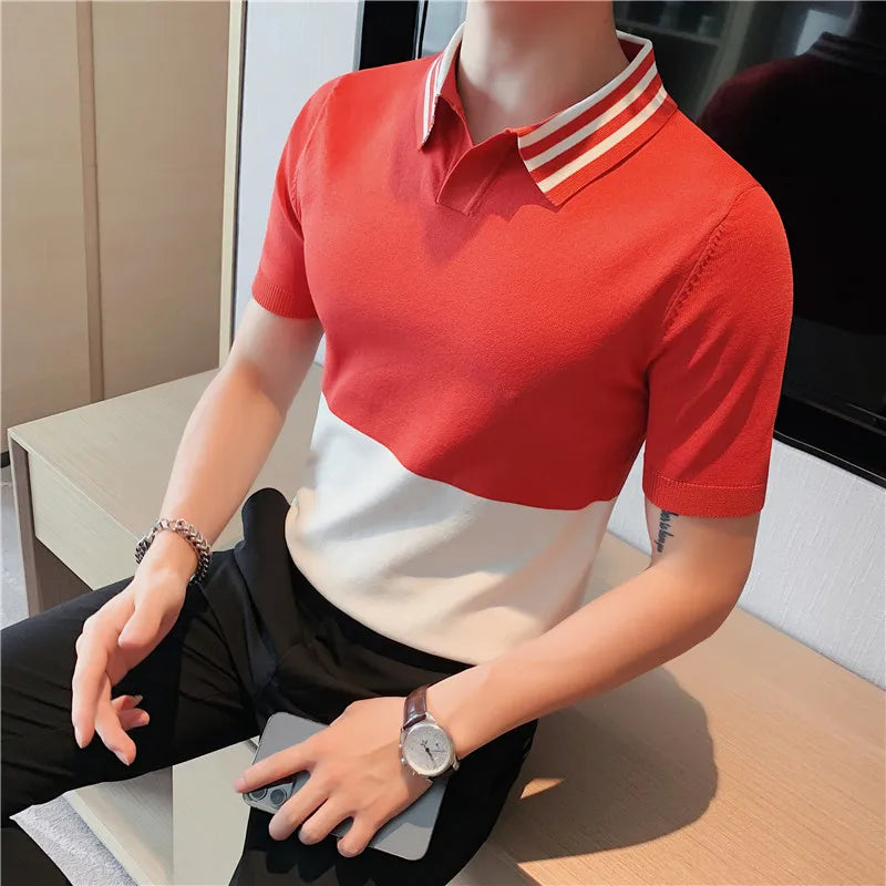 Threebooy Brand Clothing Men Summer Leisure Short Sleeve Polo Shirts/Male Slim Fit Match Colors Knitting Polo Shirts Plus Size S-3XL