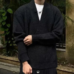 Threebooy Mens Sweater Irregular Knitted Sweater Genderless Dark Style Streetwear Campus Performance Simple Long-Sleeve Top Unisex