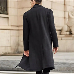 Threebooy Korean Trend Men's Loose Casual Single-breasted Overcoat Autumn Winter Fashion New Long Sleeve Woolen Long Coat