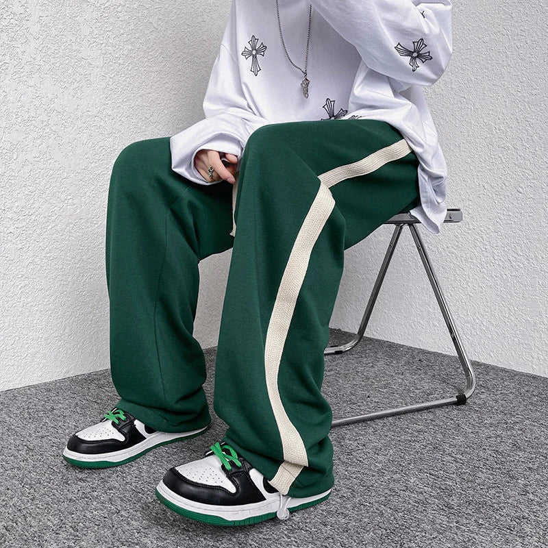 Threebooy Men's Fashion Trend Casual Pants Elastic Waist Solid Color Joggers Sweatpants Homme Hip Hop Trousers Plus Size S-2XL