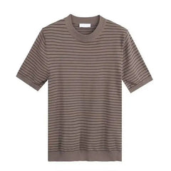Threebooy  Men Japanese Style Striped Short Sleeve T-Shirt Simple Casual Breathable Top Summer New Trendy Niche Tees