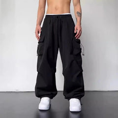 Threebooy  Summer New Quick-drying High-waist Wide-leg Work Pants for Men's American Casual Sports Trousers