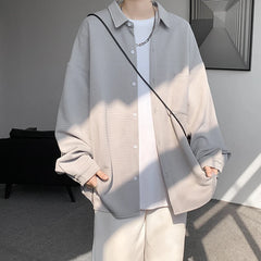 Threebooy Autumn Japanese Style Oversized Harajuku Shirt Men Casual Loose Blouse Plus Size 5XL-M All Match Fashion Streetwear Male Clothes