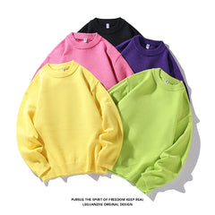 Threebooy Men Women Solid Color Crew Neck Knitted Pullover Korean Streetwear Unisex Sweatshirts Trendy Basic Long Sleeve Sweater Pullovers