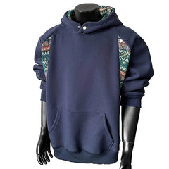 Threebooy  New American Retro Men's Hooded Sweatshirt Casual Harajuku Navy Patchwork Long Sleeve Pullover Autumn High Quality Hoodies M-3XL