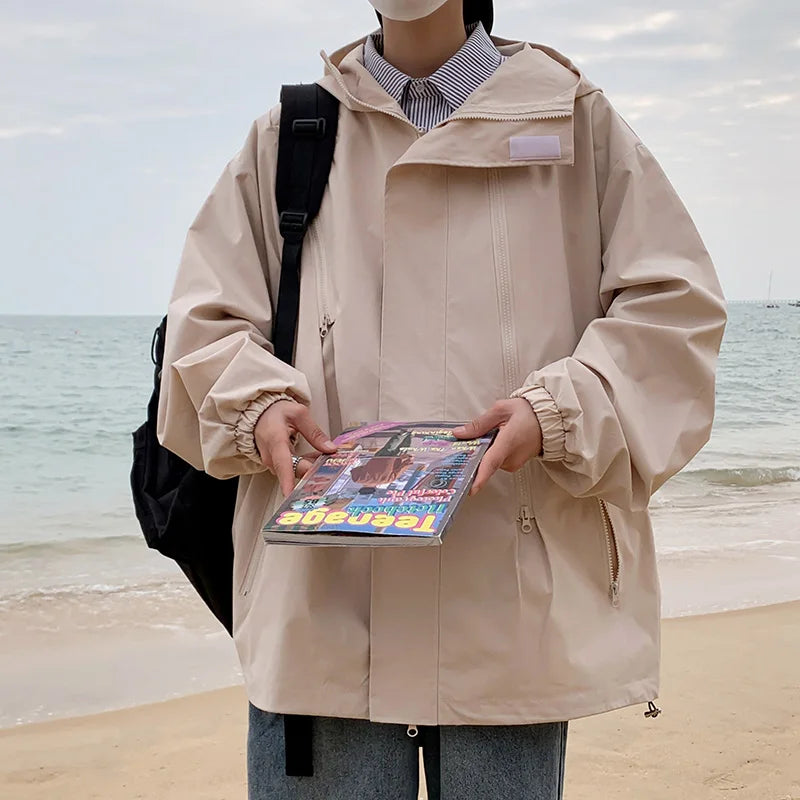 Threebooy Hooded Jackets Loose Fitting Men's Clothing  Korean Style Clothes Outerwear Man Hoodie Spring Popular Coats Models 2024
