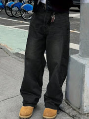 Threebooy  Men's Retro Loose-Fit Jeans, Versatile and Casual for All Seasons