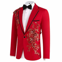Threebooy  Luxury Wedding Groom Tuxedos 2 Pieces Jacket Pants Handsome Applique Rhinestones Special Occasion Party Suits