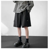 Threebooy Streetwear Ice Silk Black Suit Shorts Men's Summer Fashion Brand New Loose American Retro Large Couple Casual Capris