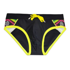 Threebooy  Men's Splice Brief Swimwear Ethnic Style Low Waist Swimming Trunks Bikini Drawstring Board Beach Surfing Swim Bathing Suit