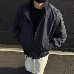 Threebooy Men's Military Green Flight Jacket Spring Cleanfit American Fashion Cropped Baseball Coats Loose Stand-up Collar Outerwear M-3XL