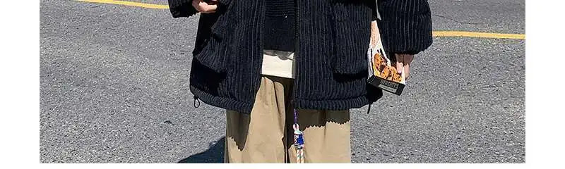 Threebooy Korean style autumn and winter men and women trendy personalized corduroy jacket for couples loose retro Harajuku casual top y2k