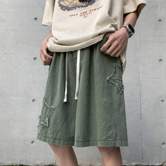 Threebooy  Summer Shorts Men Loose spodenki meskie Vintage Denim Basic SimpleHot Sale High Waist Leisure Ulzzang Streetwear Short