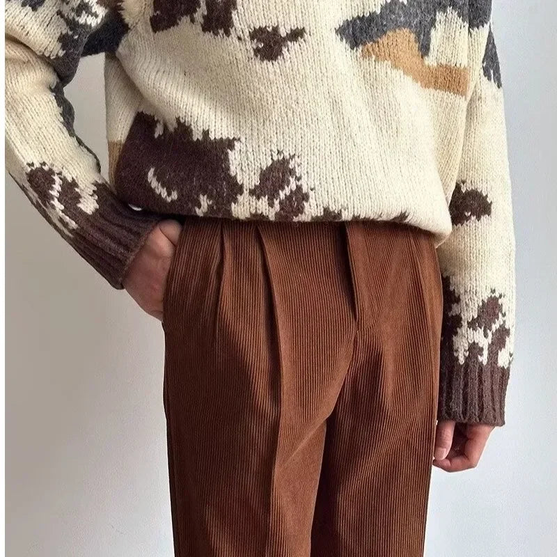 Threebooy  Men's Straight-Leg Pants Natural Waist Regular Harajuku Style Casual Trousers Versatile New Daily Wear Draped Pants