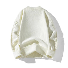 Threebooy Autumn Winter Men's O-Neck Knitted Sweater Youthful Vitality Casual Pullovers Solid Color Loose Knit Pullover Men Warm Sweaters