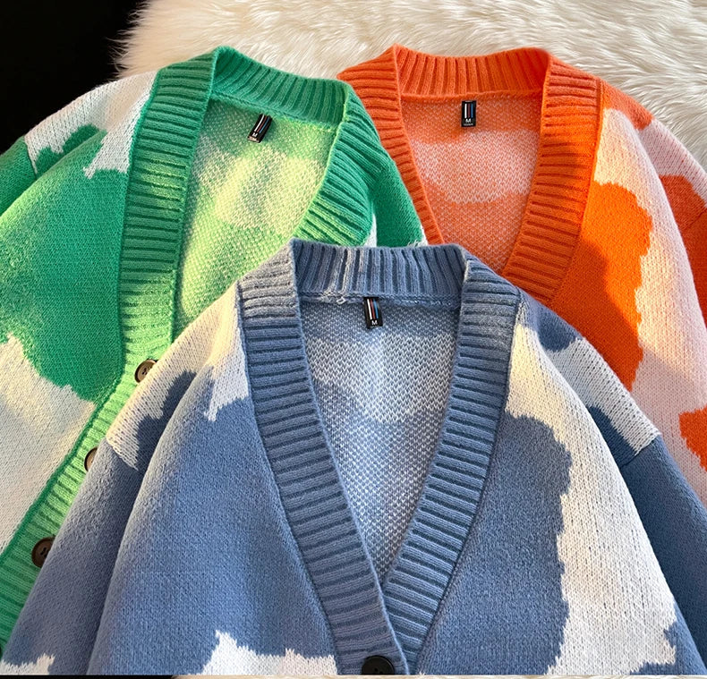 Threebooy Open Front Button V Neck Long Sleeve Sweater Women Basic Shirt Men Warm Soft Coat Autumn Winter Tops Casual Knit Jacket Cardigan