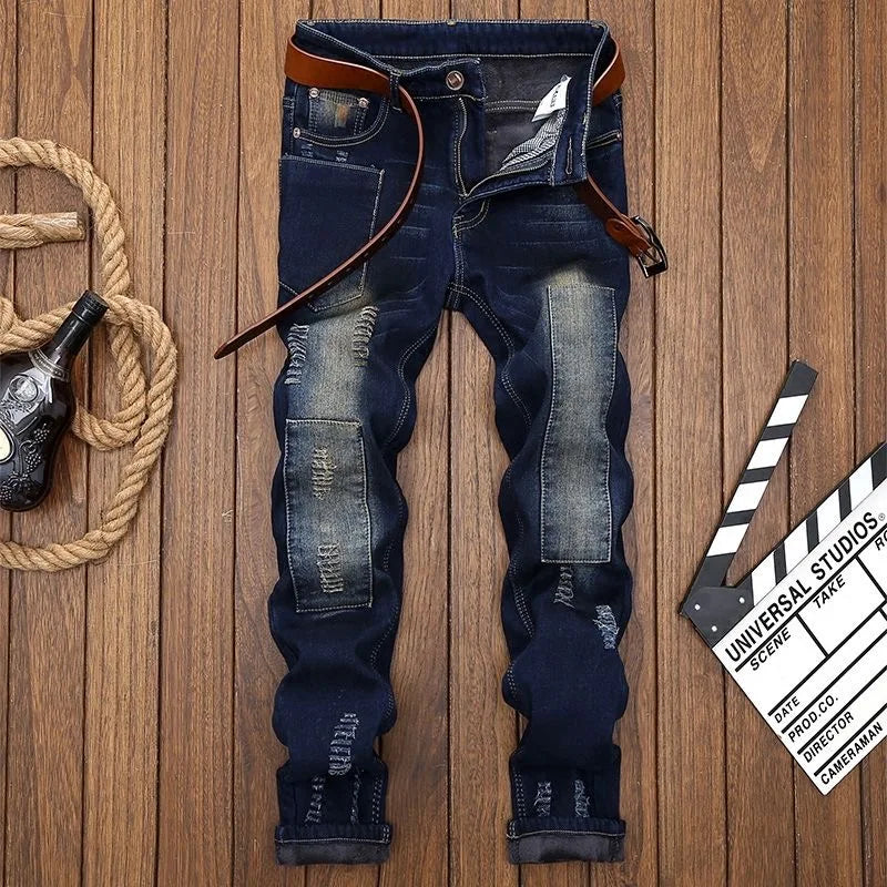Threebooy  Autumn and Spring New Fashion Trend American Vintage Straight Leg Jeans Men's Casual Comfortable Sports High Quality Pants