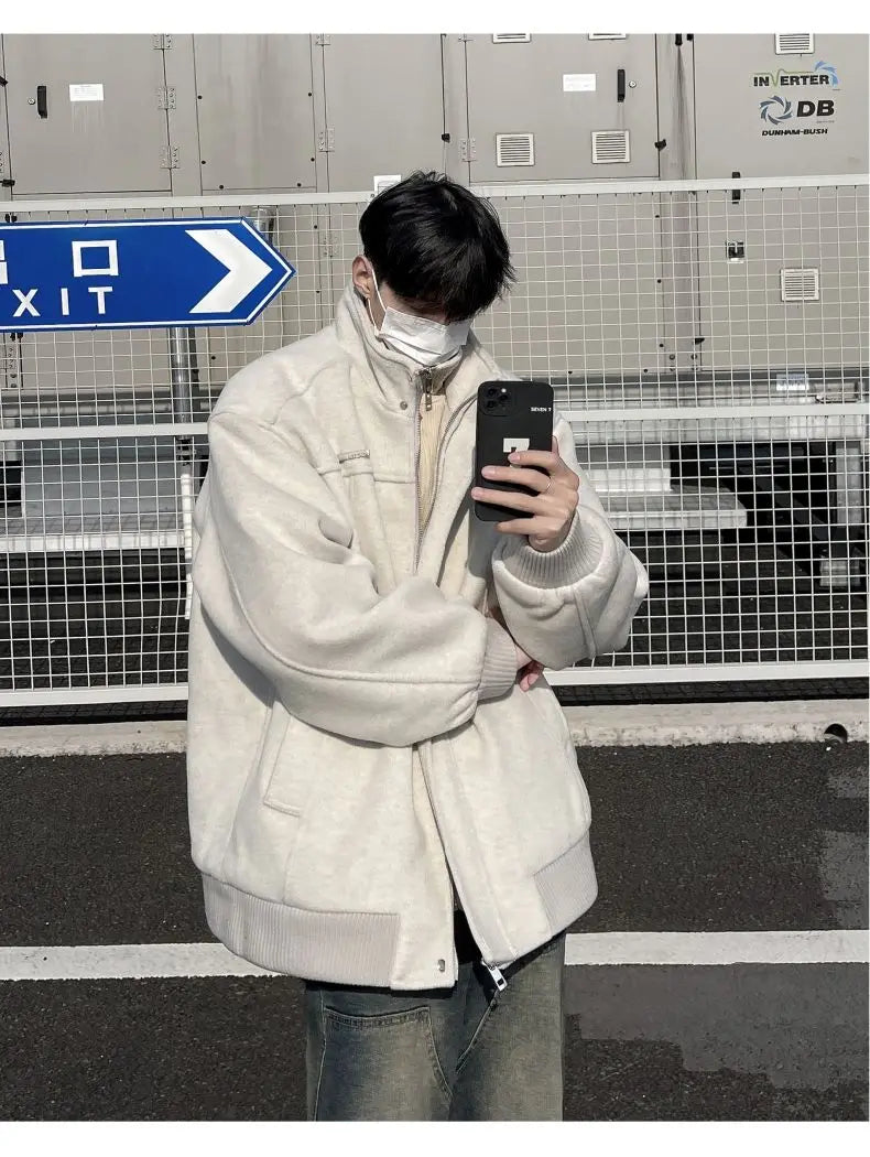 Threebooy Korean Spring and Autumn High Street Men and Women Trendy Personalized Fake Two Piece Jacket Couple Loose Retro Casual Handsome