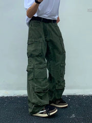 Threebooy  Spring Cargo pants New Popular Rice White Multi-pockets Overalls Harajuku stays Men Loose Casual Trousers Straight Mopping Pants