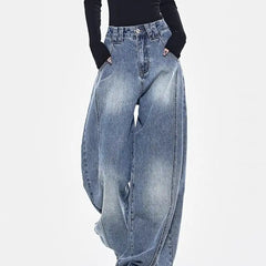 Threebooy 2025 Spring Men and Women Trendy Personalized Straight Tube Washed Curved Knife Jeans Couple Loose Hip Hop Casual Pants y2k