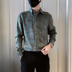 Threebooy  New Handsome Shirt for Men's Long-sleeved Autumn Men's Fashion Brand