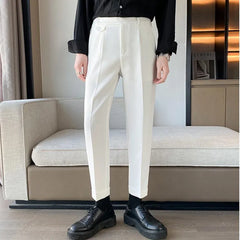 Threebooy Summer Suit Pants Men Red Black Khaki Flat Formal Office Wear Smart Business Official Mens Dress Trousers for men Clothing