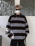 Threebooy Stripe Fried Dough Twists Sweater Men's Autumn and Winter New Fashion Loose Versatile Color Matching Knit