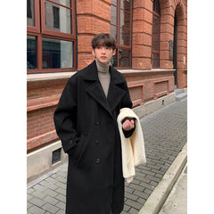 Threebooy Winter High Quality Woolen Trench Coats Men Korean Style Luxury Male Casual Trenchcoat Men's Streetwear Gray/Khaki/Black