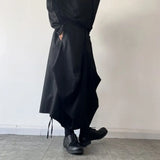 Threebooy 2024 Dark Wear Personalized Male Irregular Stereoscopic Wide Leg Pants New Fashion Drawstring Design Men's Trousers