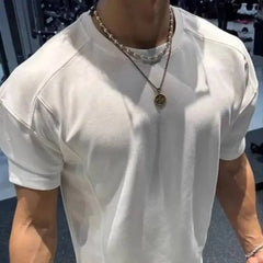Threebooy  American-style Trendy Short-sleeve Men's Summer T-shirt Deconstructed Patchwork Design Slim-fit Inner Layer Tops