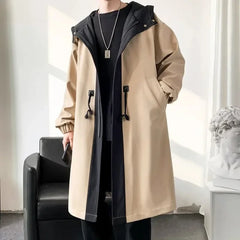 Threebooy Trench Coat Men Streetwear Long Jacket Hip Hop Male Fashion Windbreaker Hooded Overcoat Men Women Top New Autumn