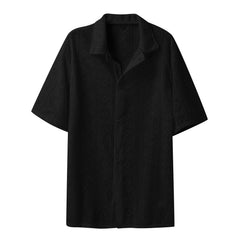 Threebooy Summer New Solid Color Shirt Fashionable Sexy Men's Mid-sleeved European and American Mesh Perspective Lace