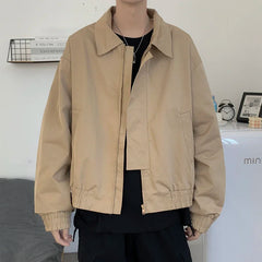 Threebooy Spring Short Workwear Coat Men's China-Chic Functional Trench Coat Loose Personality Casual Handsome Lapel Windbreaker Jacket