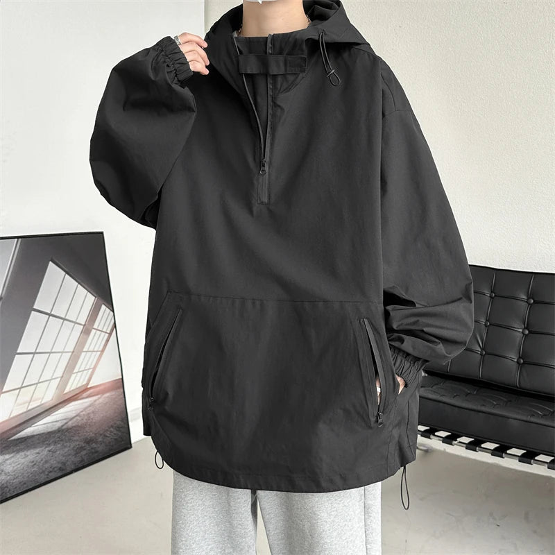 Threebooy Harajuku Loose Fitting Man Hoodie Men's Korean Style Clothes Outerwear Men's Coats Models 2024 Hooded Jackets Original Clothing