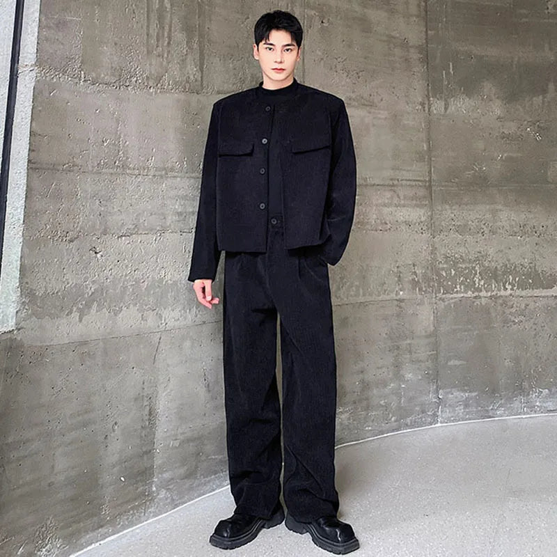 Threebooy Men's Daily Blazer & Wide Leg Pants 2-Piece Set