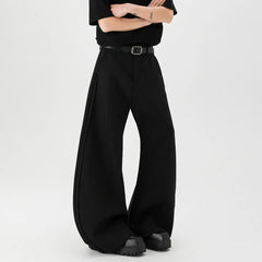 Threebooy Spring New design dress pants Mens Loose Casual Baggy Flowy Soft Black Pleated Wide Leg Pants Men Luxury Designer Emo Clothing